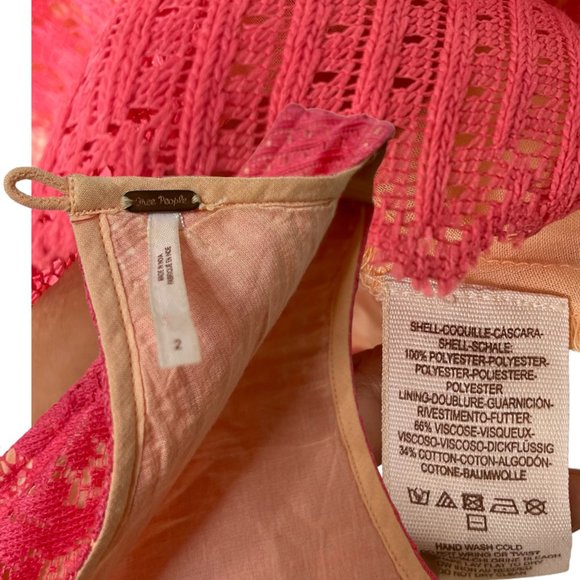 Free People|Womens|Fit & Flare Mini Dress|Size 2|Coral|Full Lace| Lined - Picture 14 of 15